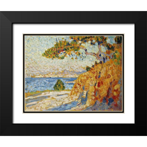 Countryside at Noon Black Modern Wood Framed Art Print with Double Matting by Van Rysselberghe, Theo
