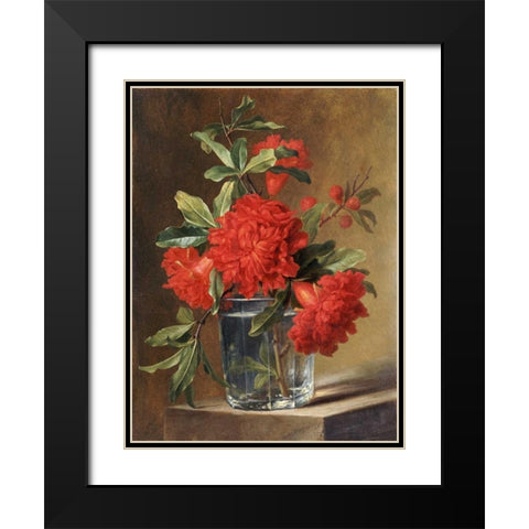 Red Carnations and a Sprig of Berries Black Modern Wood Framed Art Print with Double Matting by Van Spaendonck, Gerard