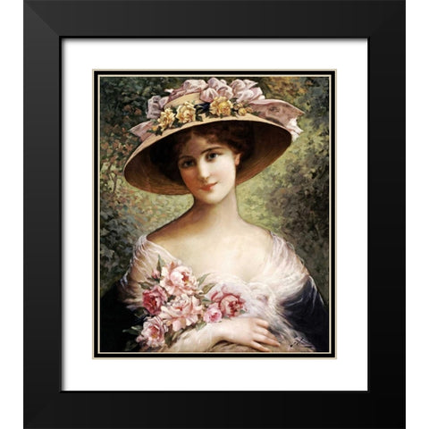 The Fancy Bonnet Black Modern Wood Framed Art Print with Double Matting by Vernon, Emile