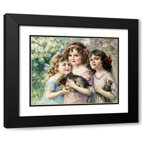 The Three Graces Black Modern Wood Framed Art Print with Double Matting by Vernon, Emile