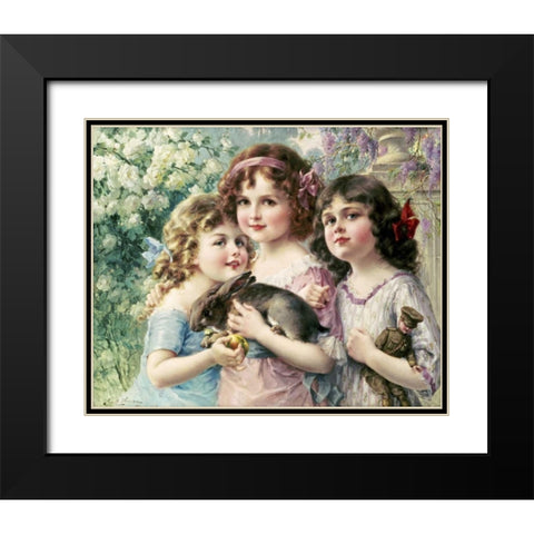 The Three Graces Black Modern Wood Framed Art Print with Double Matting by Vernon, Emile