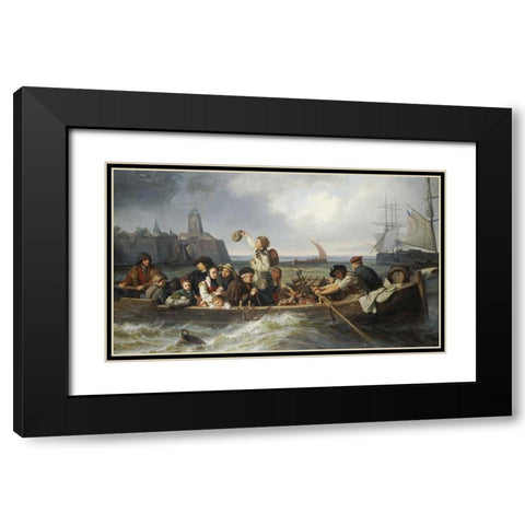 Emigration To America Black Modern Wood Framed Art Print with Double Matting by Vokmar, Antonie