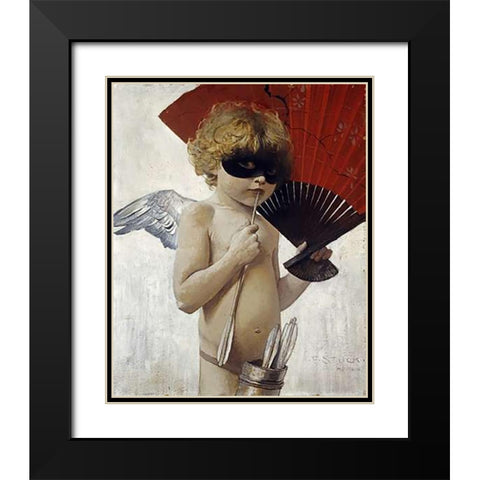 Cupid at The Masked Ball Black Modern Wood Framed Art Print with Double Matting by Von Stuck, Franz
