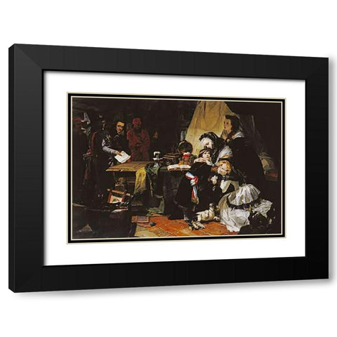 The Last Parting of Marie Antoinette and Her Son Black Modern Wood Framed Art Print with Double Matting by Ward, Edward Matthew