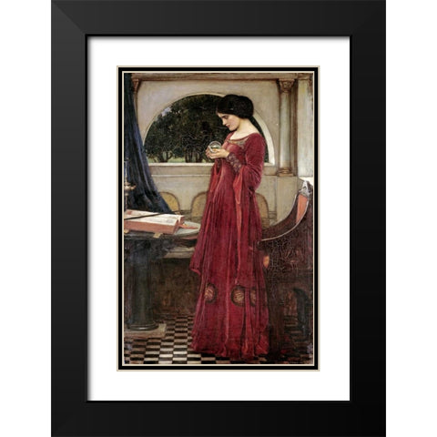 The Crystal Ball Black Modern Wood Framed Art Print with Double Matting by Waterhouse, John William