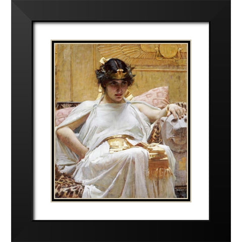 Cleopatra Black Modern Wood Framed Art Print with Double Matting by Waterhouse, John William