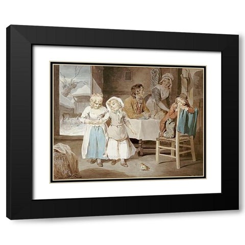 The Pet Robin Black Modern Wood Framed Art Print with Double Matting by Wheatley, Francis