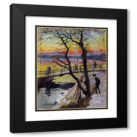 The Footbridge, Lidingobron Black Modern Wood Framed Art Print with Double Matting by Wilhelmson, Carl Wilhelm