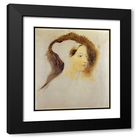 Portrait of Queen Victoria Black Modern Wood Framed Art Print with Double Matting by Wilkie, Sir David