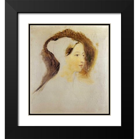 Portrait of Queen Victoria Black Modern Wood Framed Art Print with Double Matting by Wilkie, Sir David