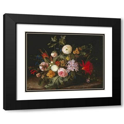 A Basket With Flowers Black Modern Wood Framed Art Print with Double Matting by Wittusen, Laura Margarethen