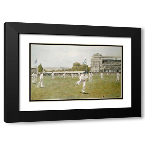 Cricket at Lords Black Modern Wood Framed Art Print with Double Matting by Wollen, W.B.