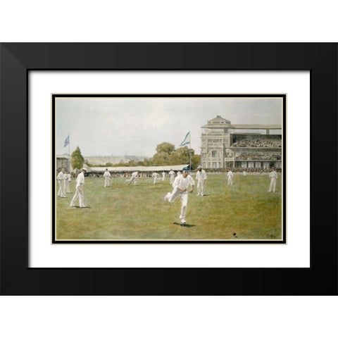 Cricket at Lords Black Modern Wood Framed Art Print with Double Matting by Wollen, W.B.
