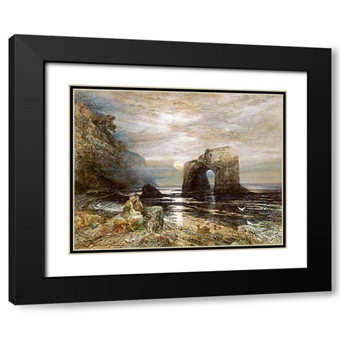 The Honeymoon Black Modern Wood Framed Art Print with Double Matting by Woolmer, Alfred Joseph