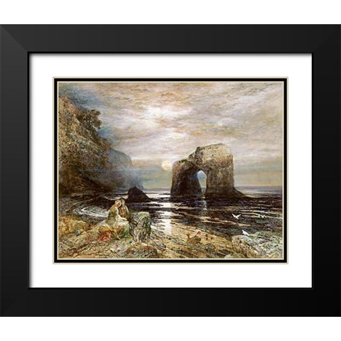 The Honeymoon Black Modern Wood Framed Art Print with Double Matting by Woolmer, Alfred Joseph