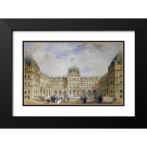 The Quadrangle of The New Liverpool Exchange Black Modern Wood Framed Art Print with Double Matting by Wyatt, Thomas Henry