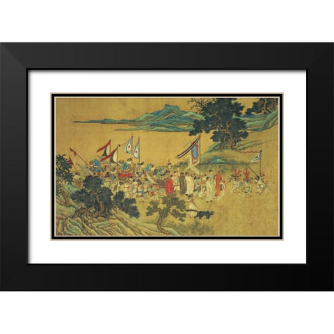 Foreign Tributaries En Route To China Black Modern Wood Framed Art Print with Double Matting by Xi, Shang