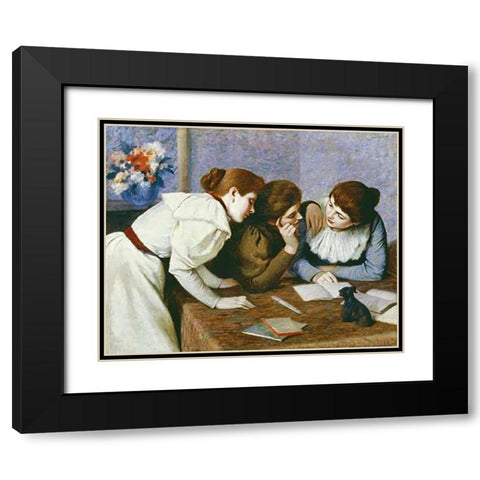 La Lecture Black Modern Wood Framed Art Print with Double Matting by Zandomeneghi, Federico