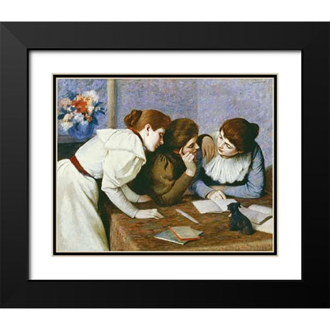 La Lecture Black Modern Wood Framed Art Print with Double Matting by Zandomeneghi, Federico