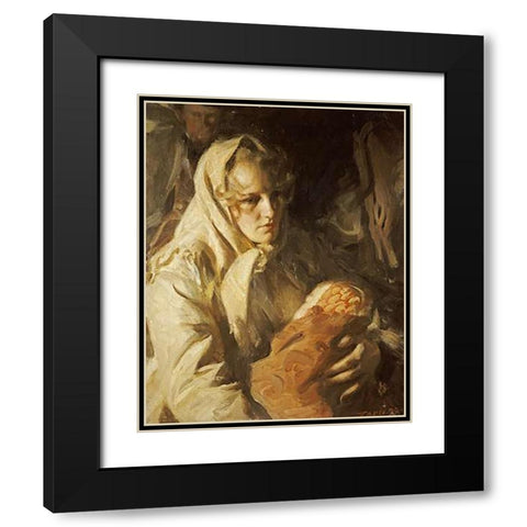 Madonna Black Modern Wood Framed Art Print with Double Matting by Zorn, Anders Leonard