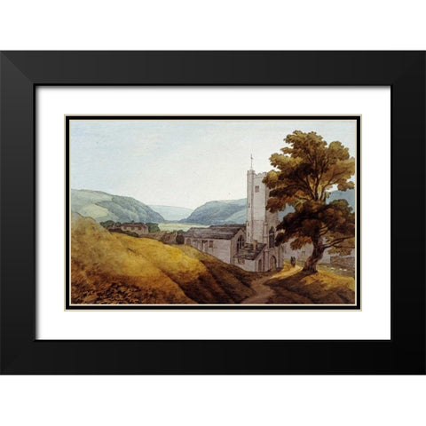 From The Churchyard at Dulverton, Somerset Black Modern Wood Framed Art Print with Double Matting by Abbott, John White