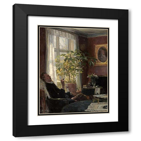 By The Window Black Modern Wood Framed Art Print with Double Matting by Achen, Georg Nicolai