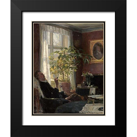 By The Window Black Modern Wood Framed Art Print with Double Matting by Achen, Georg Nicolai