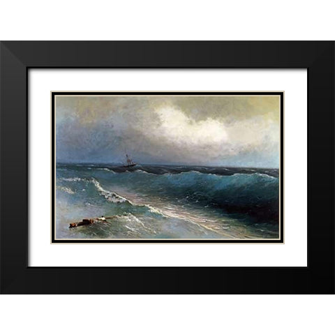 The Survivor Black Modern Wood Framed Art Print with Double Matting by Aivasowsky, Ivan Konstantinovich
