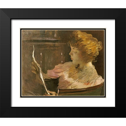 Jesse Steele Reading Black Modern Wood Framed Art Print with Double Matting by Alexander, John White