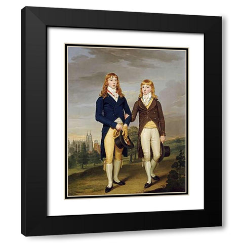 Portrait of Two Eton Schoolboys Black Modern Wood Framed Art Print with Double Matting by Alleyne, Francis
