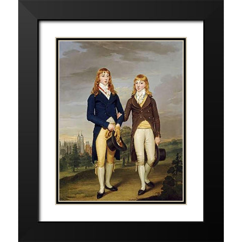 Portrait of Two Eton Schoolboys Black Modern Wood Framed Art Print with Double Matting by Alleyne, Francis