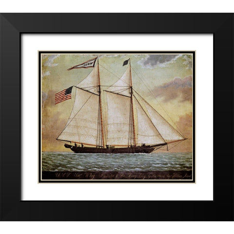 The Schooner Whig Black Modern Wood Framed Art Print with Double Matting by American School