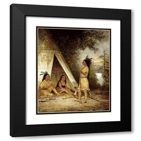 The Betrothal of Hiawatha Black Modern Wood Framed Art Print with Double Matting by American School
