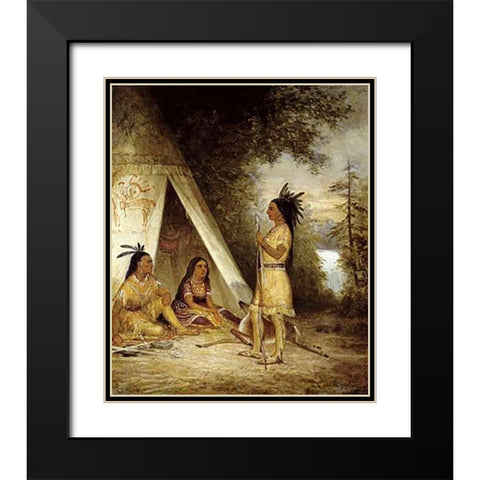 The Betrothal of Hiawatha Black Modern Wood Framed Art Print with Double Matting by American School