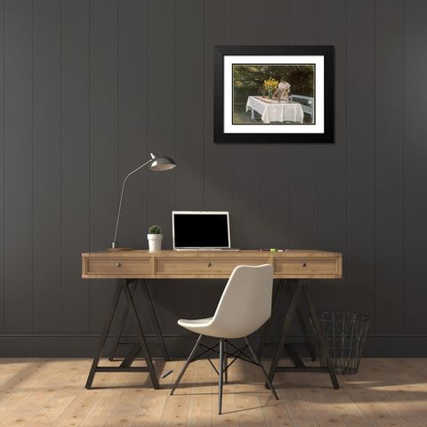 Preparing The Table Black Modern Wood Framed Art Print with Double Matting by Ancher, Michael