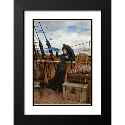 The Departure Black Modern Wood Framed Art Print with Double Matting by Bacon, Henry