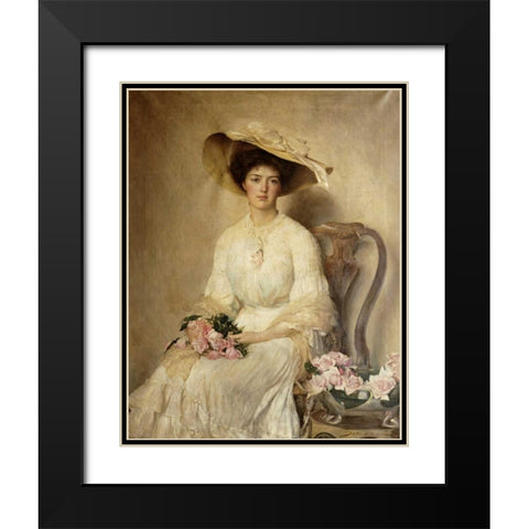 Portrait of a Lady Black Modern Wood Framed Art Print with Double Matting by Bacon, John Henry Frederick