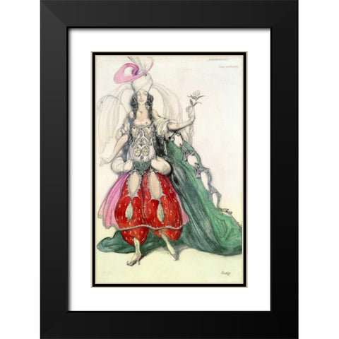 Costume Design For Scheherazade Black Modern Wood Framed Art Print with Double Matting by Bakst, Leon