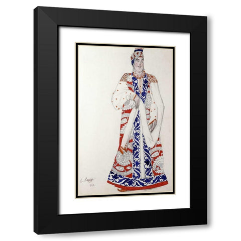 Costume Design For The Production Moskwa Black Modern Wood Framed Art Print with Double Matting by Bakst, Leon