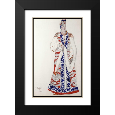 Costume Design For The Production Moskwa Black Modern Wood Framed Art Print with Double Matting by Bakst, Leon