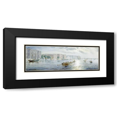 The Winter Palace From The River Neva, St. Petersburg Black Modern Wood Framed Art Print with Double Matting by Balunin, Mikhail Abramovich