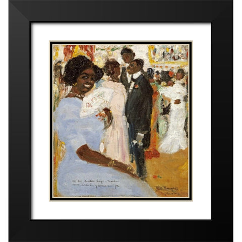 Negro Ball Black Modern Wood Framed Art Print with Double Matting by Barradas, Rafael Perez