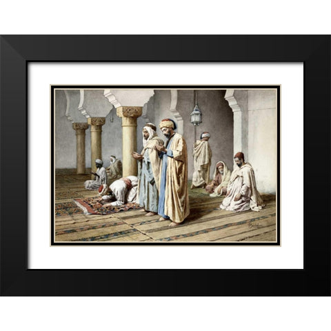 Arabs at Prayer Black Modern Wood Framed Art Print with Double Matting by Bartolini, Frederico