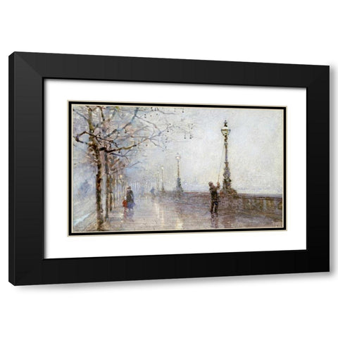 The Last Lamp, Thames Embankment Black Modern Wood Framed Art Print with Double Matting by Bartom, Rose Maynard