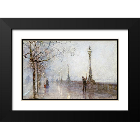 The Last Lamp, Thames Embankment Black Modern Wood Framed Art Print with Double Matting by Bartom, Rose Maynard