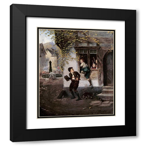 The Naughty Schoolboys Black Modern Wood Framed Art Print with Double Matting by Beinke, Fritz