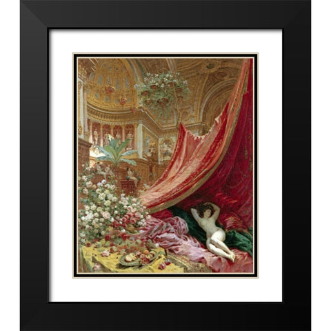 Decadence Black Modern Wood Framed Art Print with Double Matting by Beraud, Louis