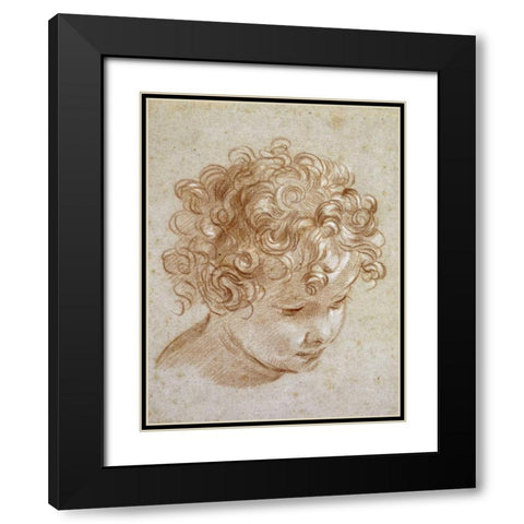 The Head of a Child Black Modern Wood Framed Art Print with Double Matting by Berrettoni, Niccolo