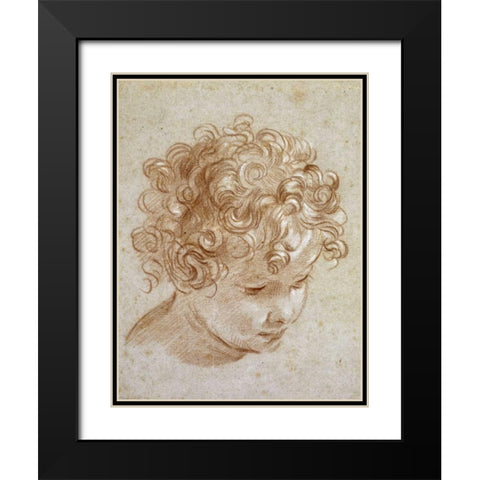 The Head of a Child Black Modern Wood Framed Art Print with Double Matting by Berrettoni, Niccolo