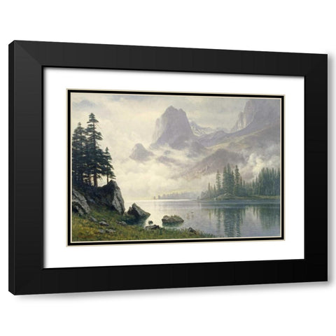 Mountain Out of The Mist Black Modern Wood Framed Art Print with Double Matting by Bierstadt, Albert